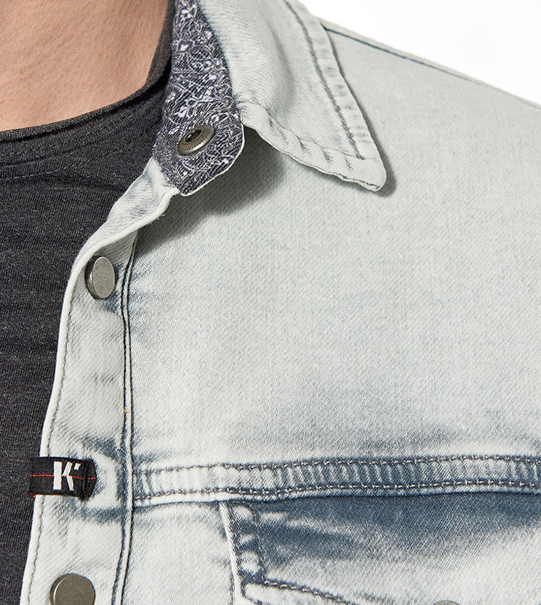 Snap-Button Closure Denim Shacket