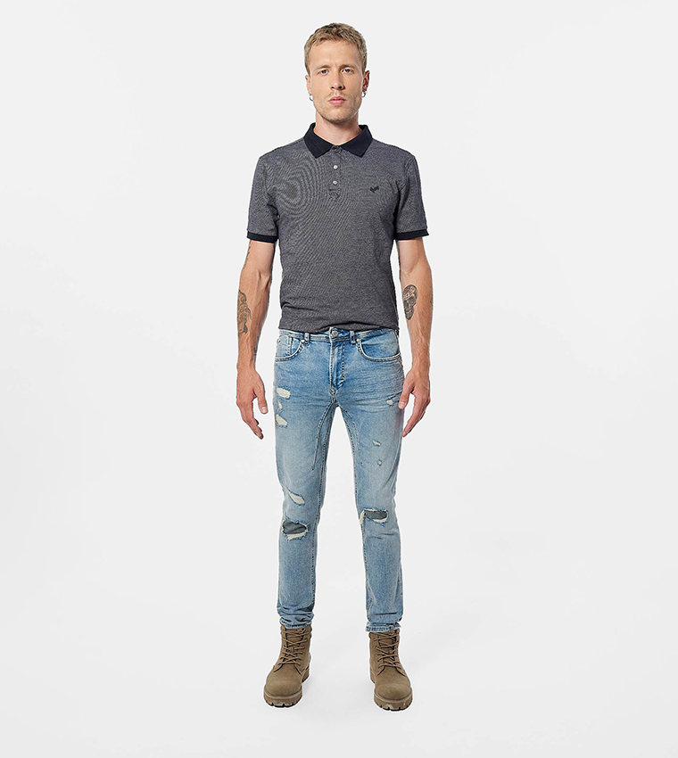 Ripped Detail Skinny Fit Jeans