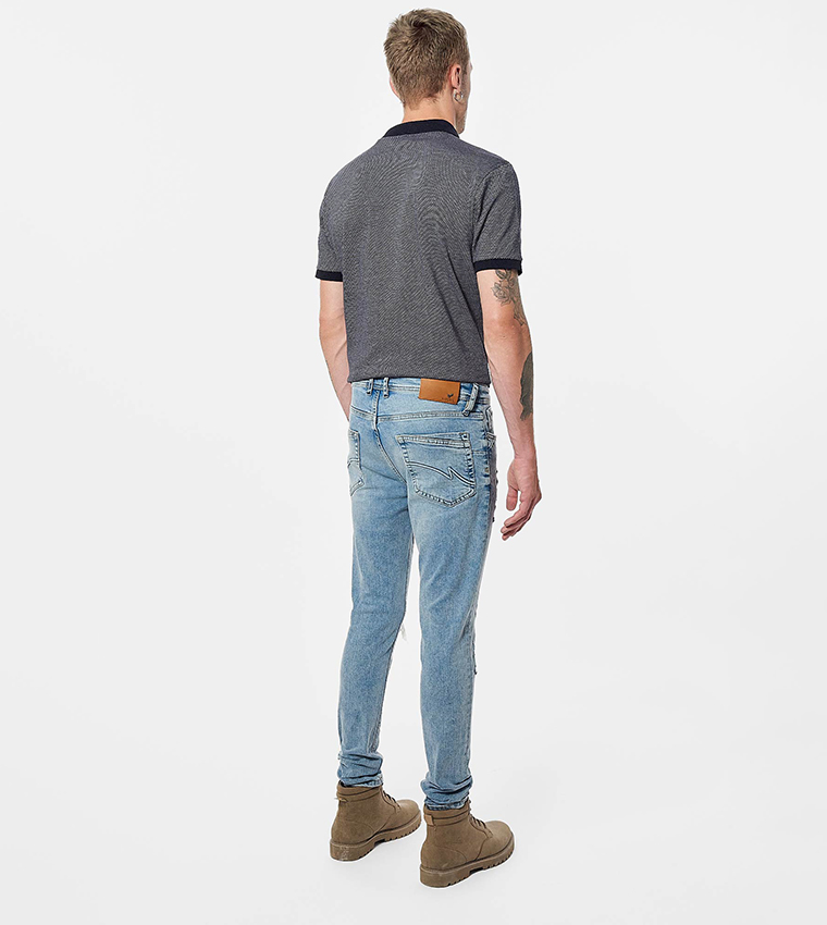 Ripped Detail Skinny Fit Jeans