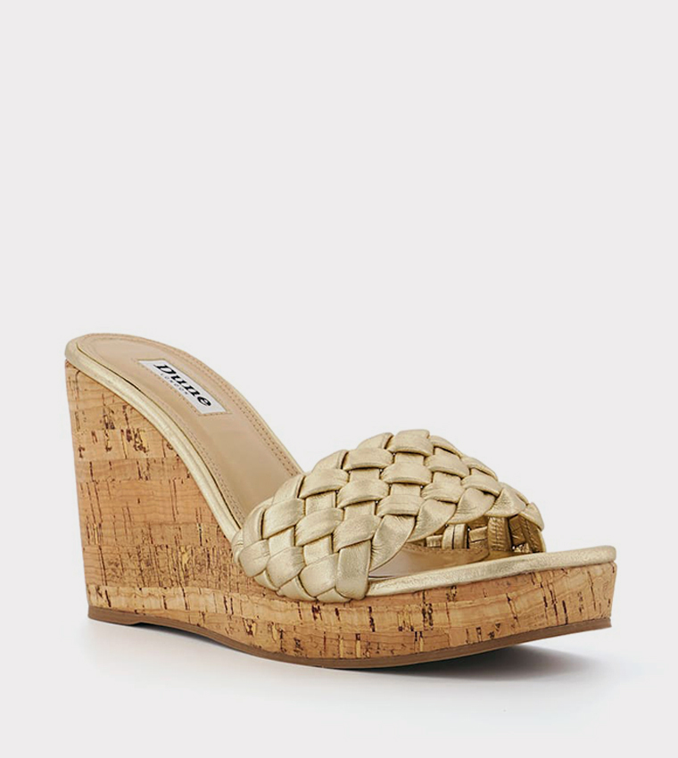 Buy Dune London KRATE Braided Strap Wedge Sandals In Gold 6thStreet Oman