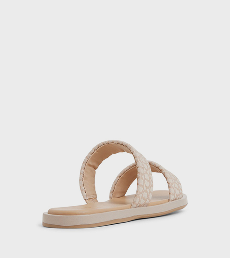 KRIOS Patterned Double Strap Flat Sandals