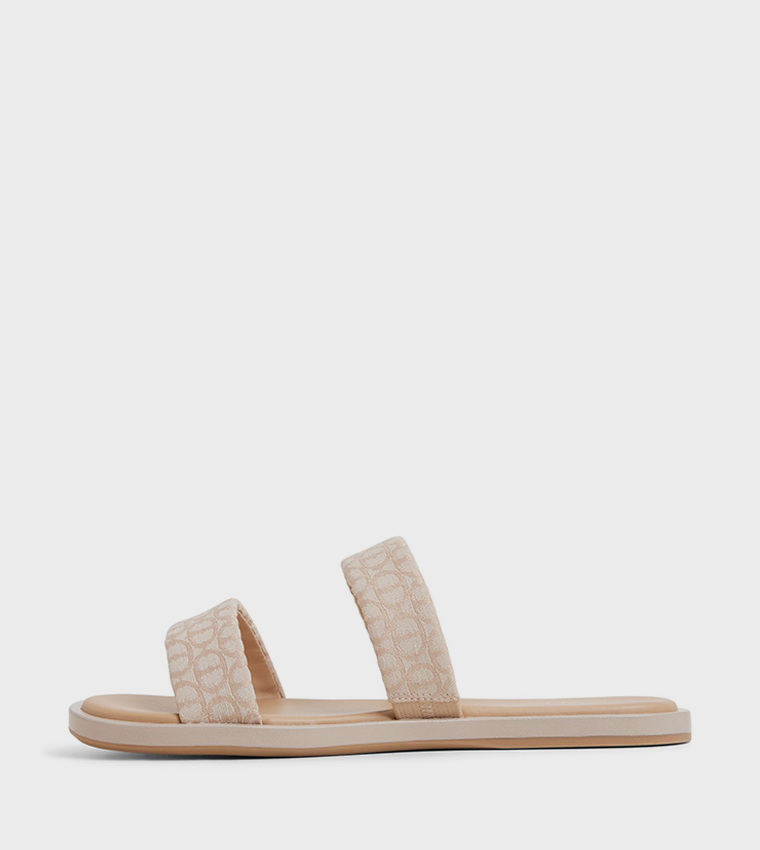 KRIOS Patterned Double Strap Flat Sandals