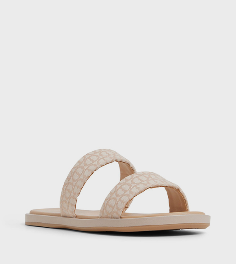 KRIOS Patterned Double Strap Flat Sandals