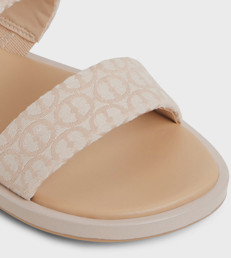 KRIOS Patterned Double Strap Flat Sandals