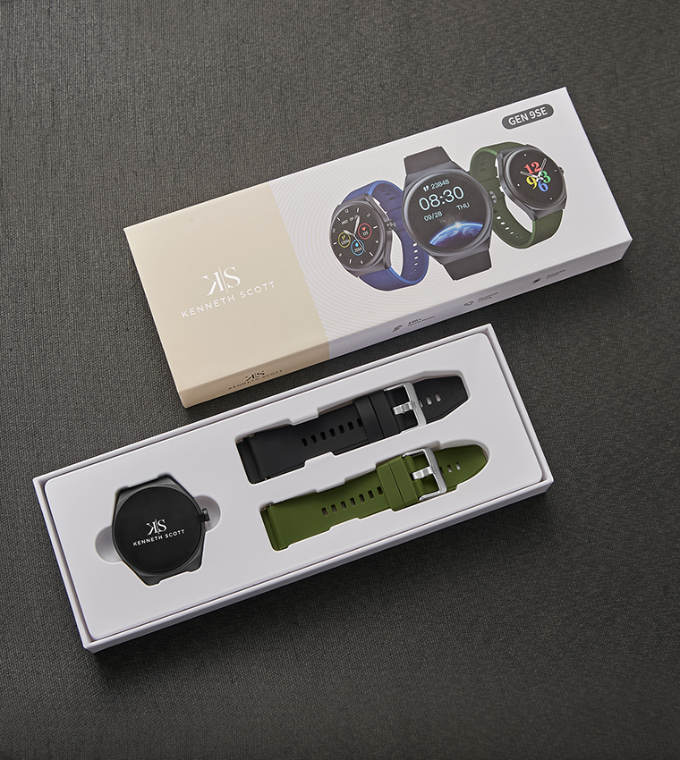 Buy Scott Black Dial Smart Watch With Interchangeable Strap In