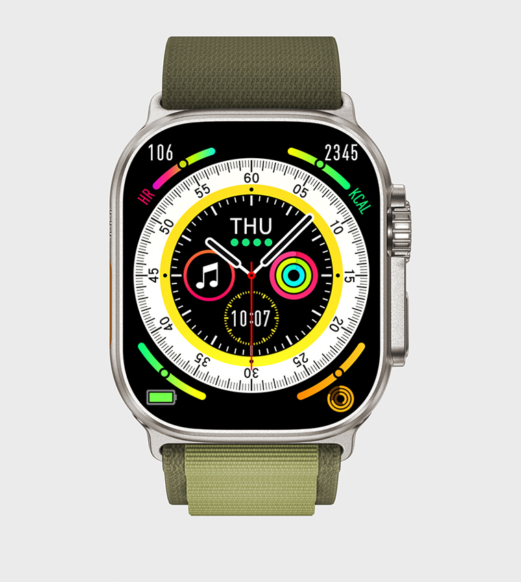 Square Dial Smart Watch with Interchangeable Strap 