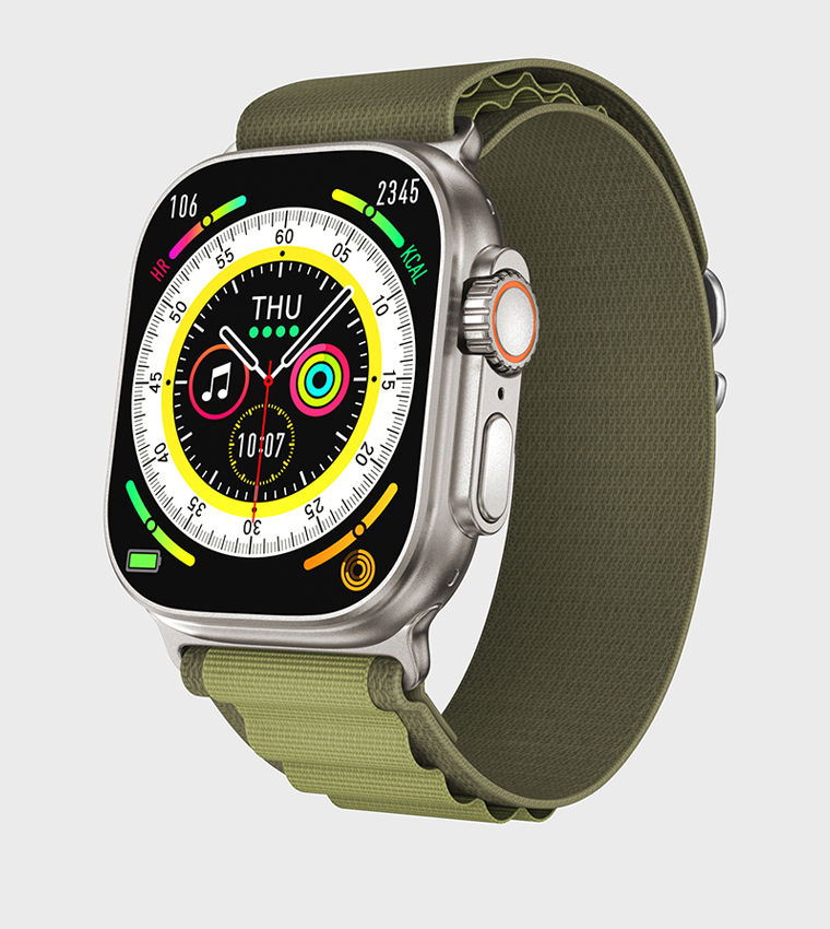 Square Dial Smart Watch with Interchangeable Strap 