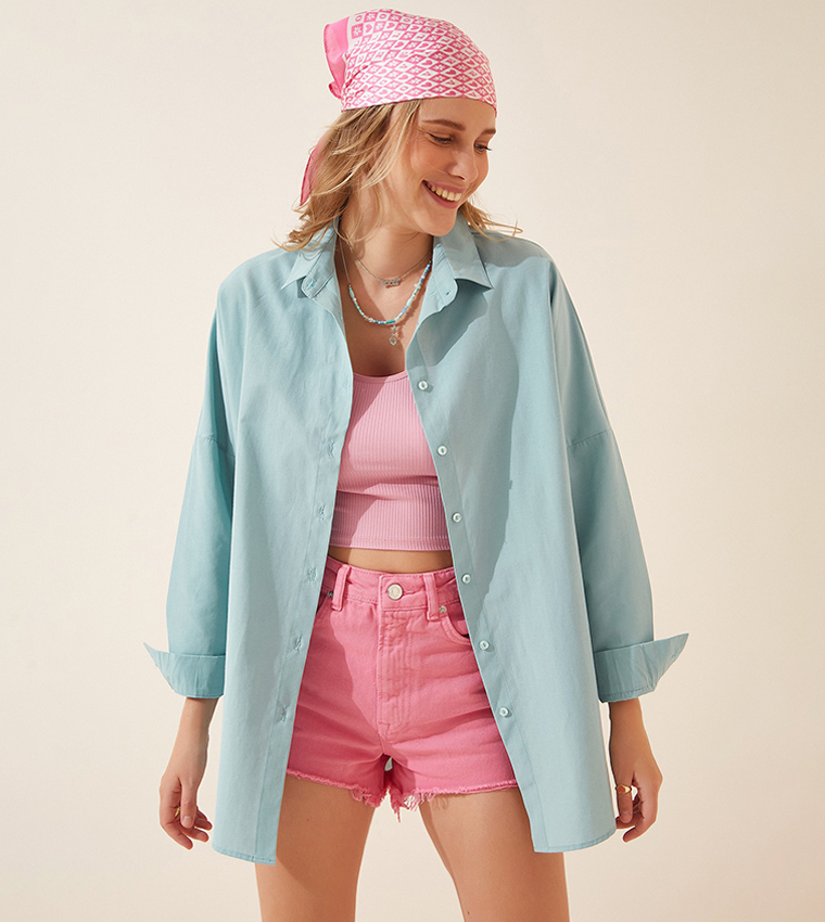 Solid Oversized Long Sleeves Shirt