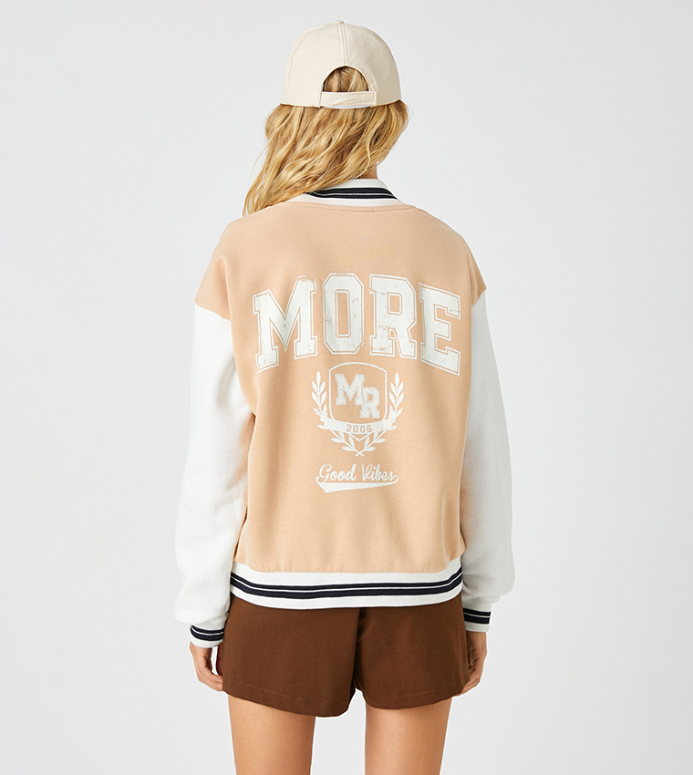 Printed Long Sleeves Varsity Jacket