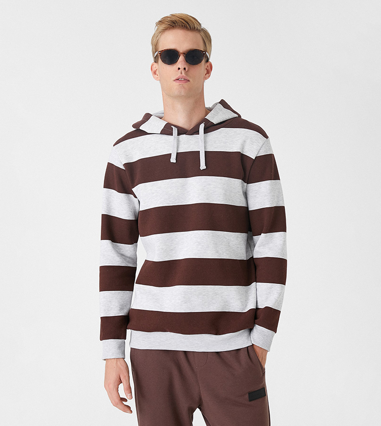 Brown striped cheap hoodie