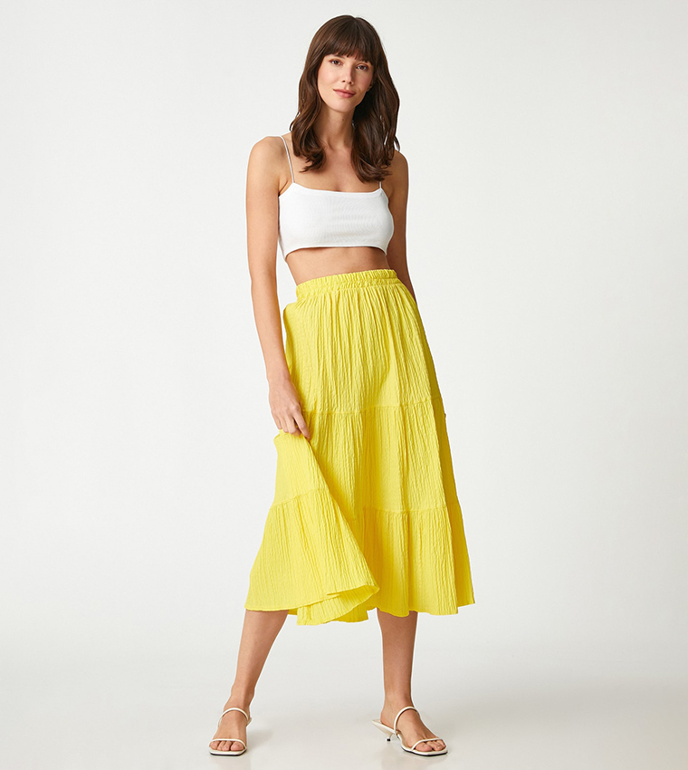 Elastic waist yellow skirt best sale