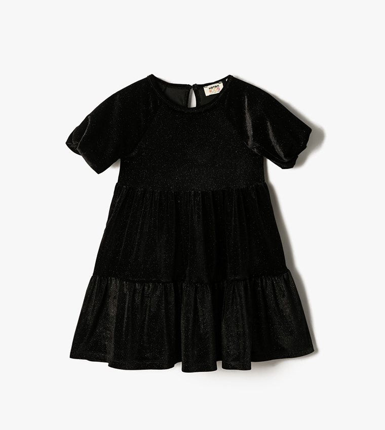 Buy Koton Glittery Detail Tiered Dress In Black | 6thStreet Saudi Arabia
