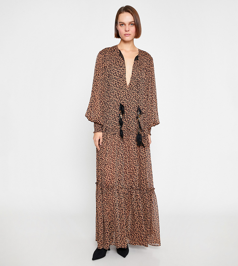 V-Neck Long Dress Tiered Maxi Dress