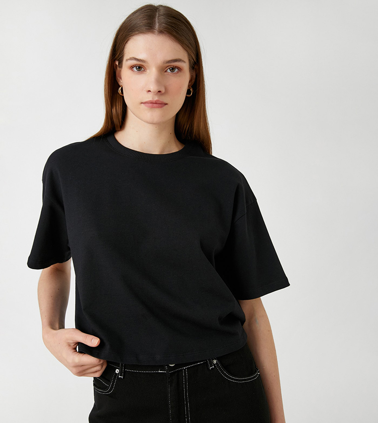 Oversized t shirt crop cheap top