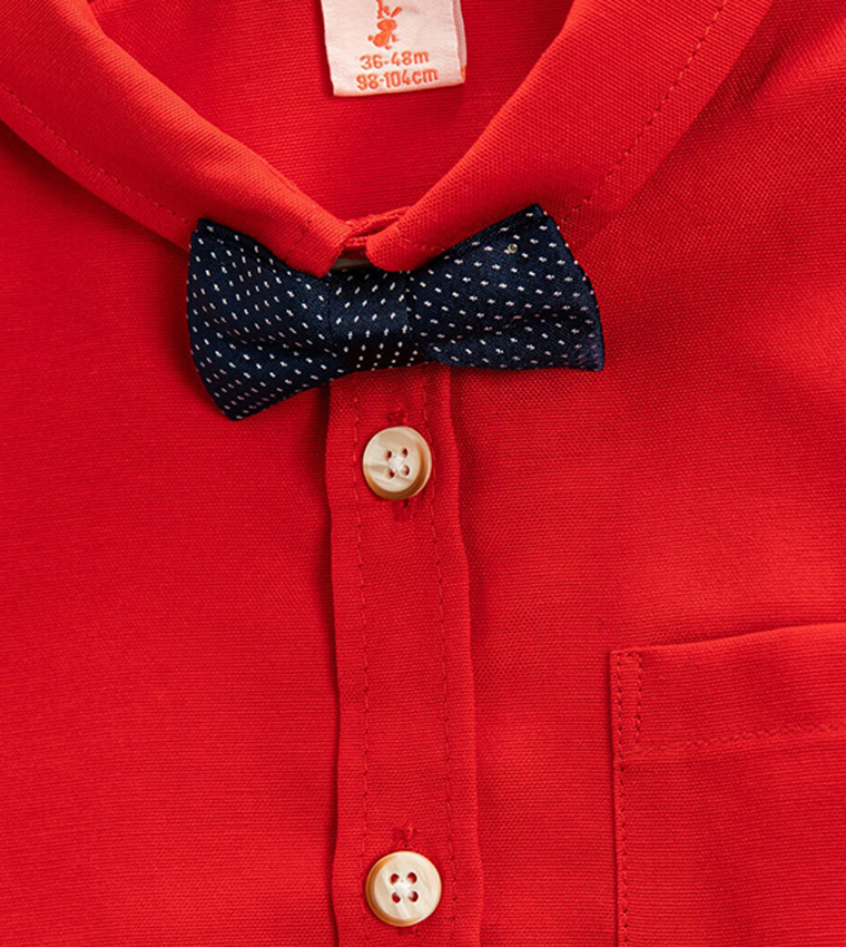 Short sleeve shirt outlet with bow tie