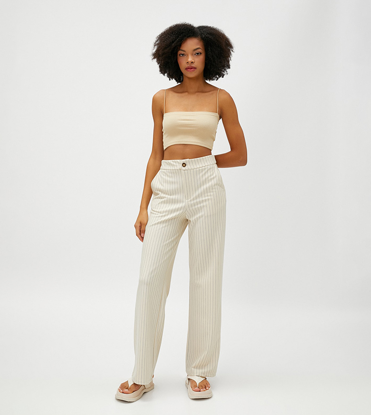 Tall Pocket Detail High Waisted Wide Leg Cargo Trousers