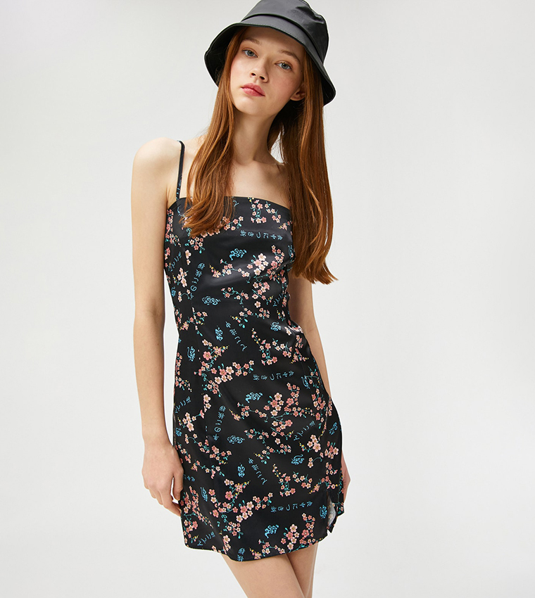 Buy Koton Floral Printed Strappy Mini Dress In Black | 6thstreet Saudi  Arabia