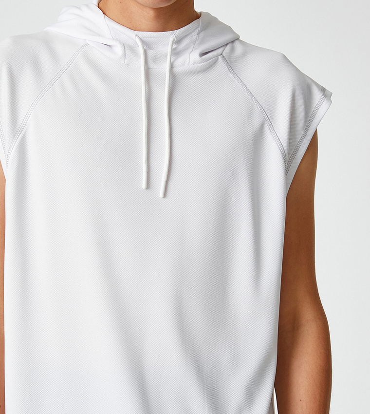 Buy Koton Solid Sleeveless Active Hoodie In White 6thStreet