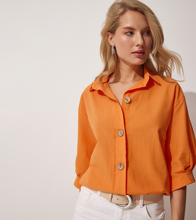 Orange dress shop shirt womens