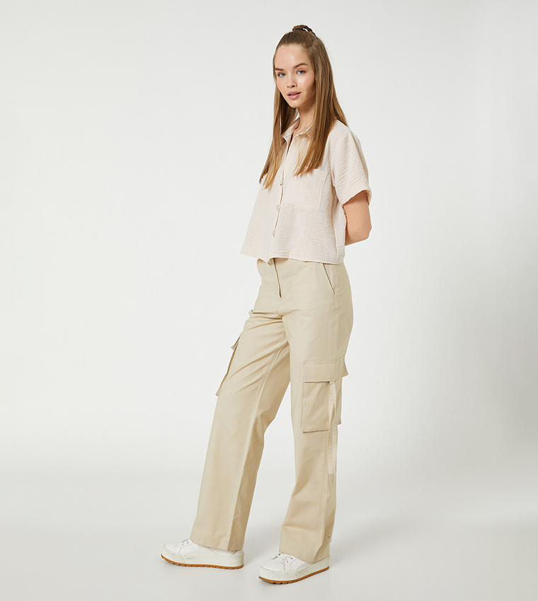Solid Straight Fit Cargo Pants