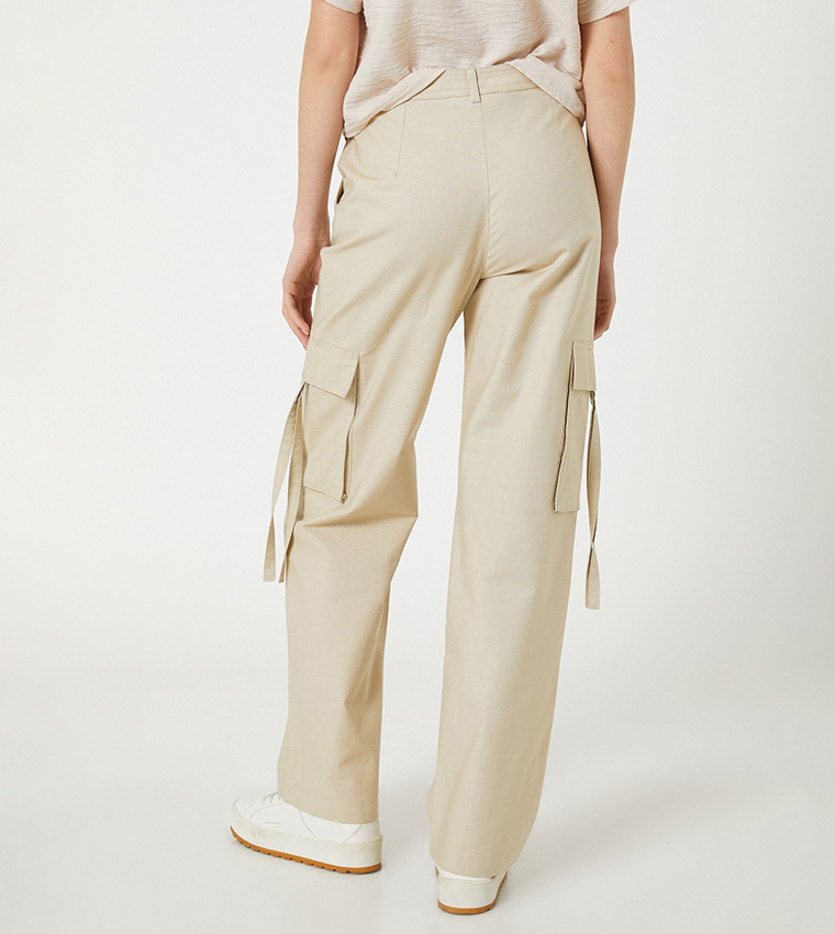Solid Straight Fit Cargo Pants