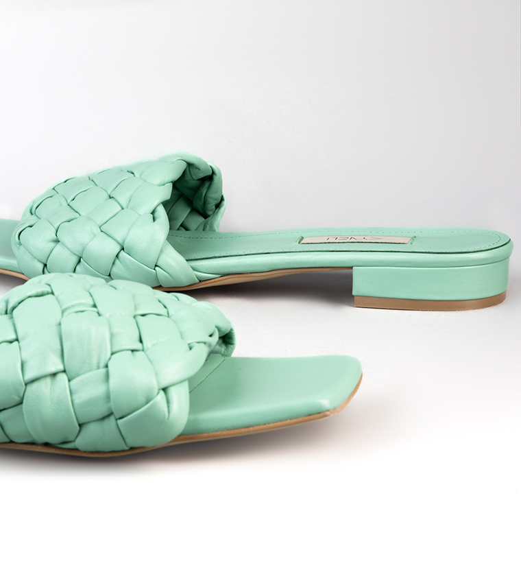 ISABELLA Braided Leather Flat Sandals