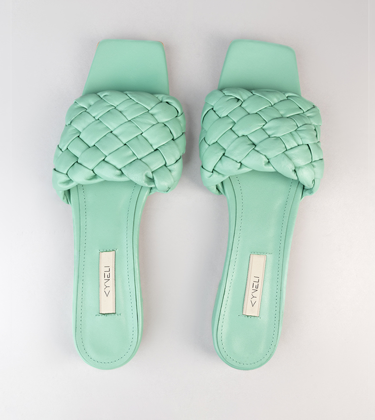 ISABELLA Braided Leather Flat Sandals