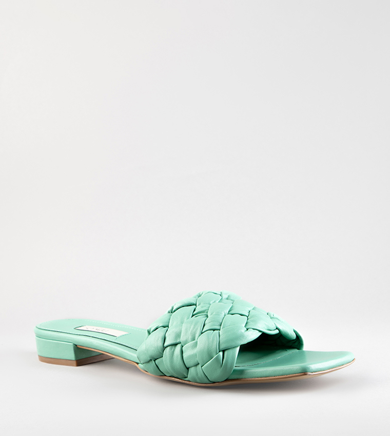 ISABELLA Braided Leather Flat Sandals