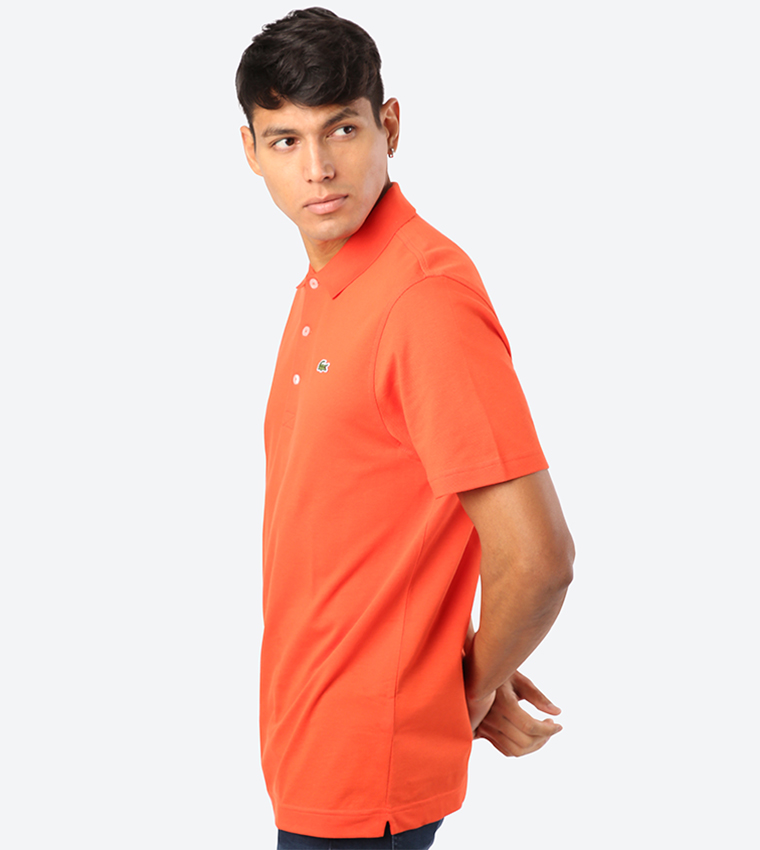 Buy Lacoste Short Sleeve Ribbed Collar Polo Shirt Orange In Orange 6thStreet Bahrain