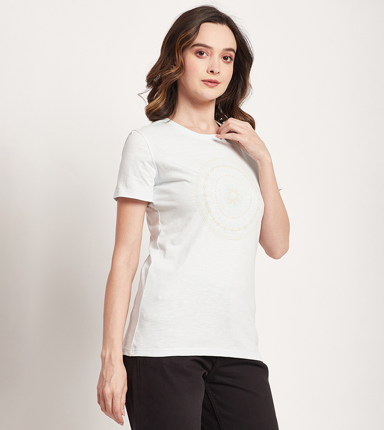 Logo Printed Short Sleeves Top