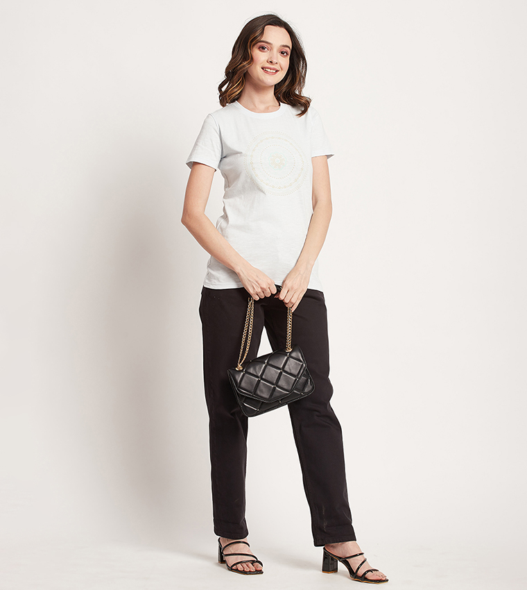 Logo Printed Short Sleeves Top