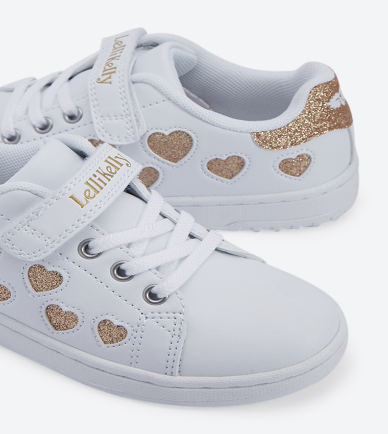 Cuore Glitter Heart Round Toe Sneakers - Gold L18I3806AA18