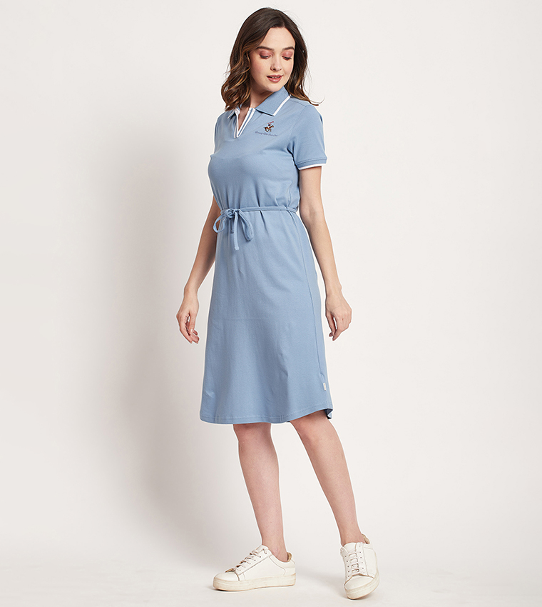 Logo Detail Short Sleeves Polo Dress