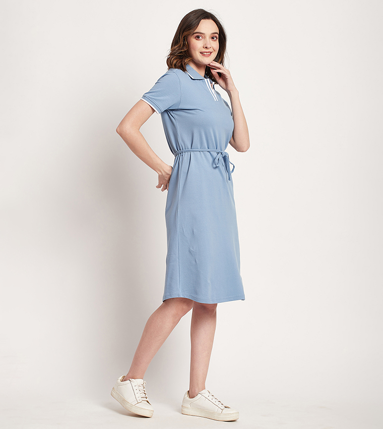 Logo Detail Short Sleeves Polo Dress