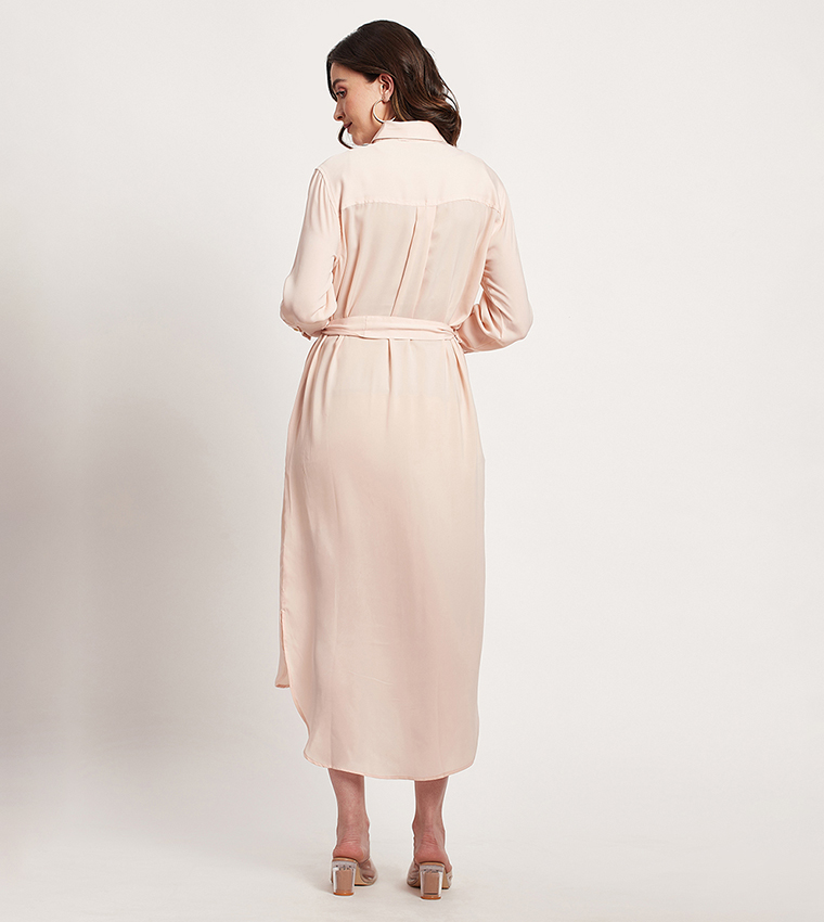 Solid Long Sleeves Shirt Dress