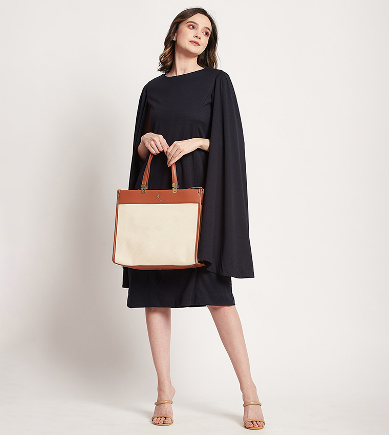 Solid Cape Sleeves A-Line Dress