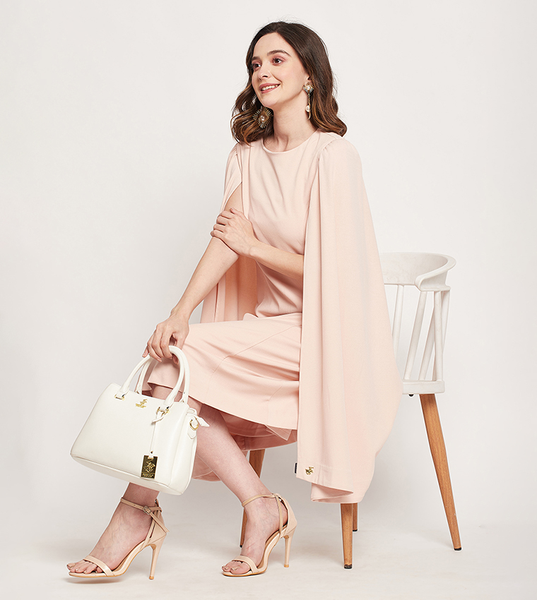Solid Cape Sleeves A-Line Dress