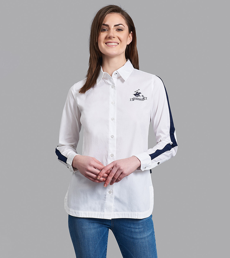 Buy Beverly Hills Polo Club Solid Embroidered Shirt In White | 6thStreet  Kuwait