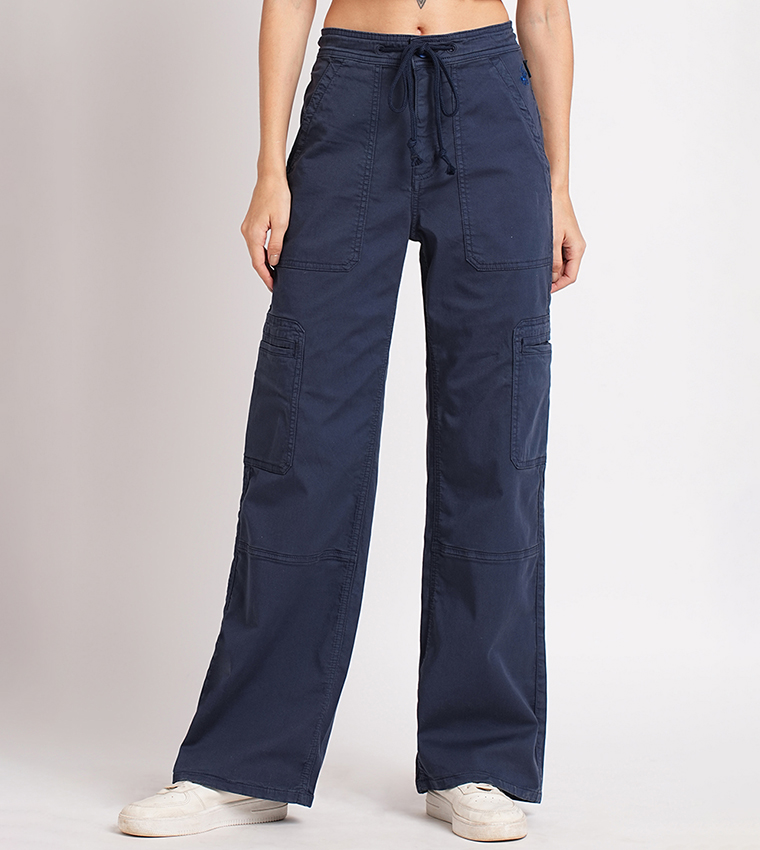 Solid Drawstring Waist Pants