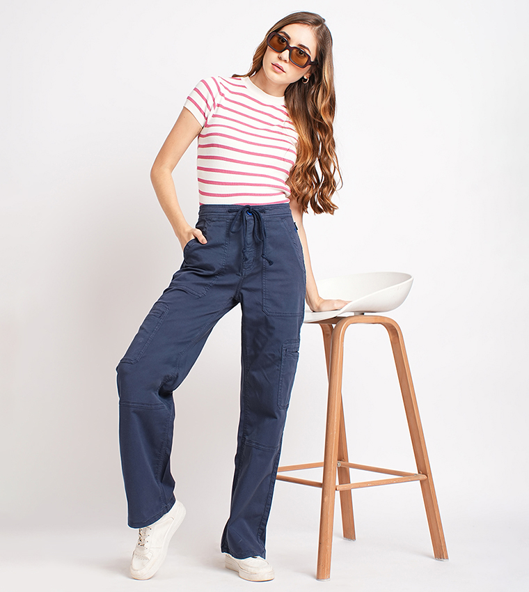 Solid Drawstring Waist Pants