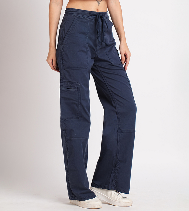 Solid Drawstring Waist Pants