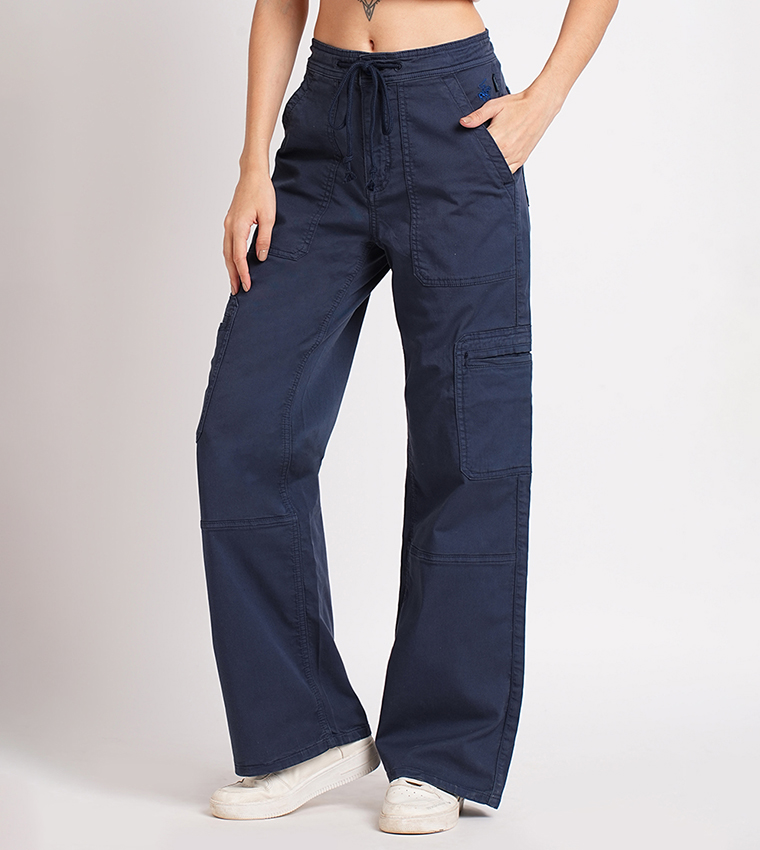 Solid Drawstring Waist Pants