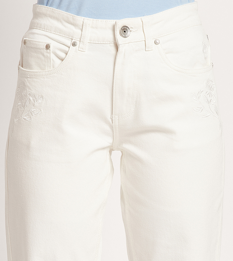 Solid High Waist Tapered Fit Jeans