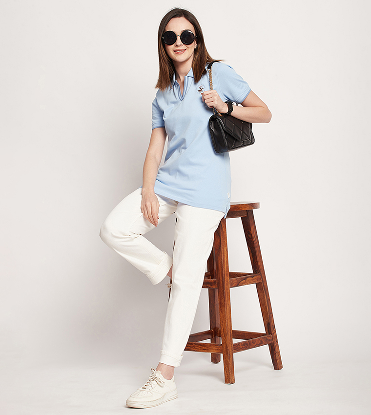 Solid High Waist Tapered Fit Jeans