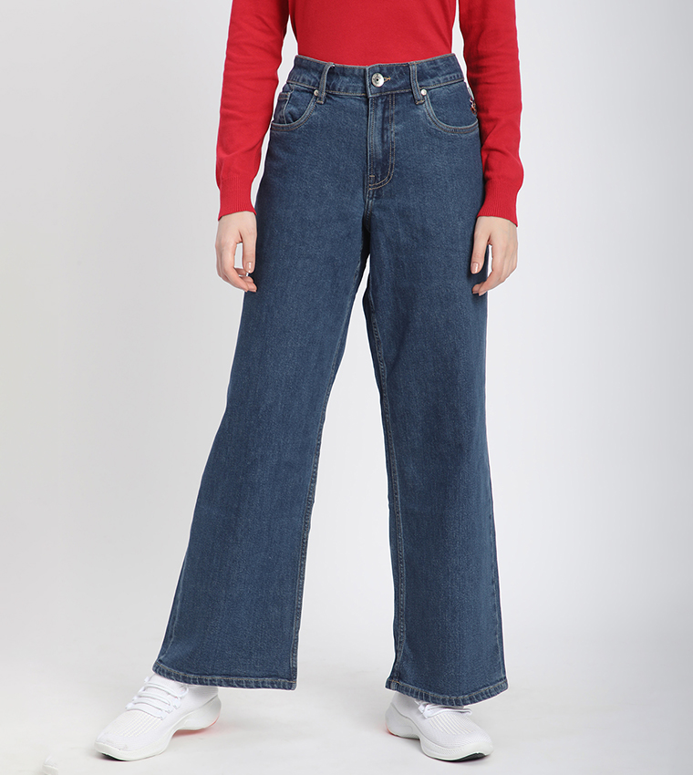 90's Washed Wide Leg Jeans