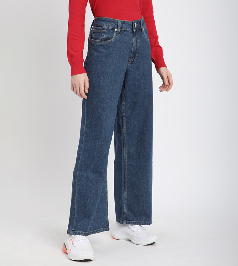 90's Washed Wide Leg Jeans