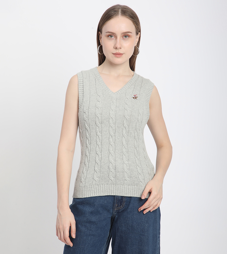 Buy Beverly Hills Polo Club Logo Embroidered Cable Knit Sweater