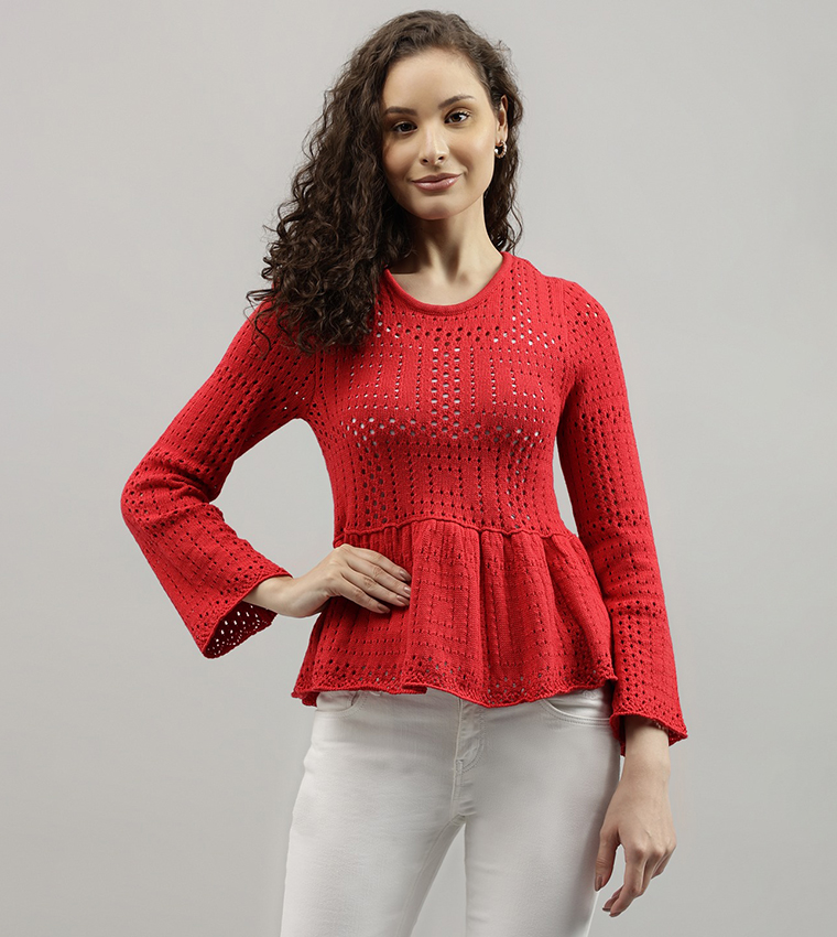 Red deals peplum sweater