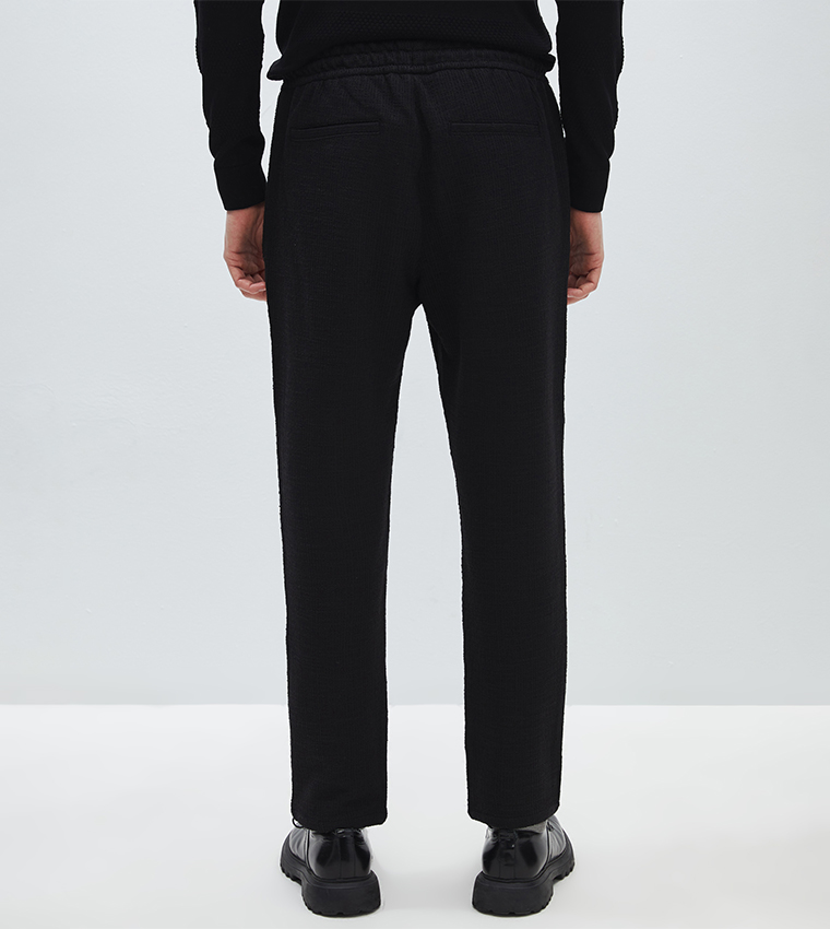 Textured Drawstring Waist Trousers