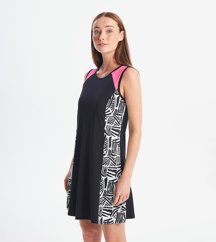 Patterned Sleeveless Hijab Swimsuit Set